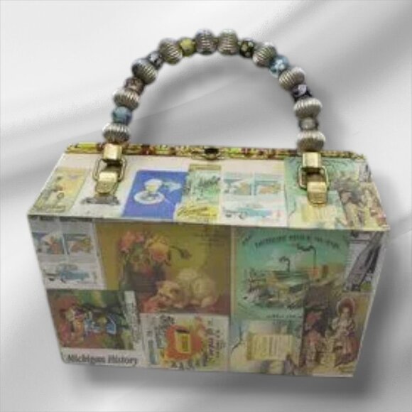 Vintage Macanudo Cigar Box Purse Beaded Handle Handmade - Picture 1 of 13